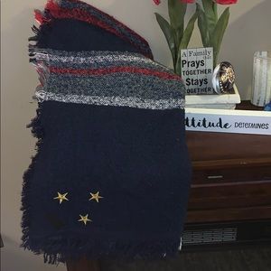 D&Y Square Blanket Scarf Blue, Red, & white/ stars